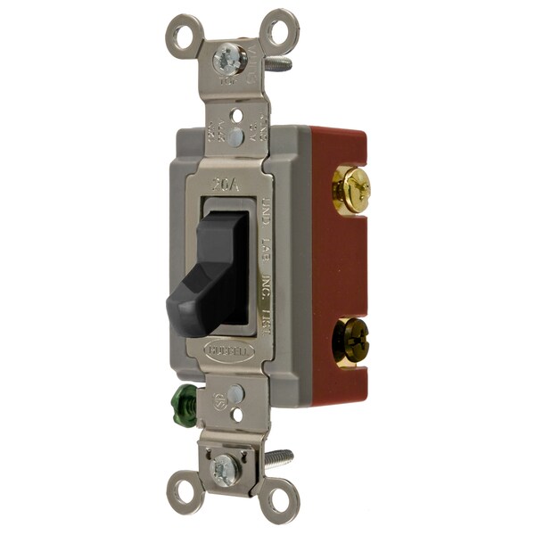 Hubbell Wiring Device-Kellems Extra Heavy Duty Industrial Grade, Toggle Switches, General Purpose AC, Four Way, 20A 120/277V AC, Back and Side Wired Toggle HBL1224BK - main